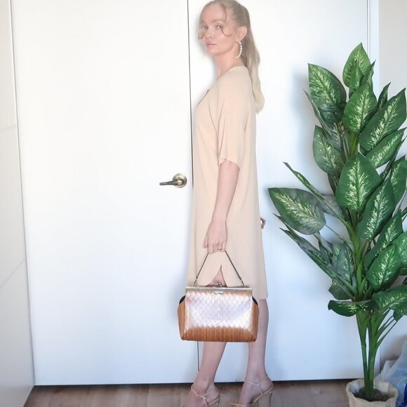 Zara Beige Short Sleeve Crew Neck Shirt Dress Size S - Picture 5 of 16